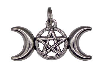 #1 1/8 Triple Moon Pentagram amulet# - ## at Solace GemWorks