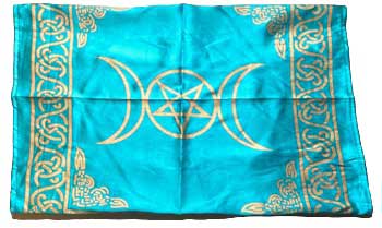 #21" x 21" Turquoise Triple Moon altar cloth# - ## at Solace GemWorks