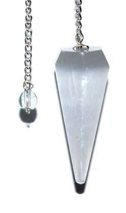 #6 - sided 7 Chakra Selenite pendulum# - ## at Solace GemWorks