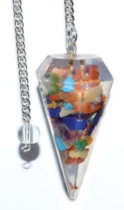 #6 - sided Seven Chakra Orgone pendulum# - ## at Solace GemWorks