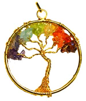 #7 Chakra Tree of Life pendant gold tone# - ## at Solace GemWorks