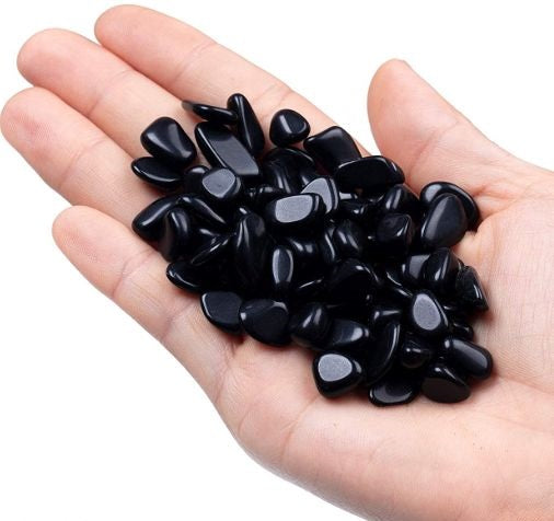 Black Obsidian Tumbled Chips - Bulk Wholesale choose: 1lb or 3lb