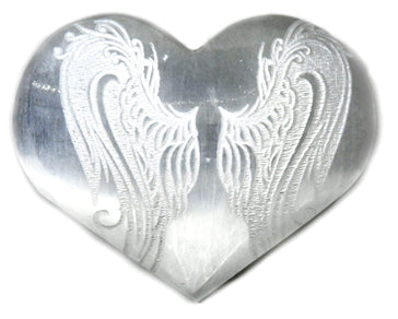 Selenite Heart Angel Wings 3"