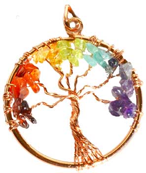 7 Chakra Tree of Life pendant copper color