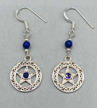 Lapis Pentagram earrings