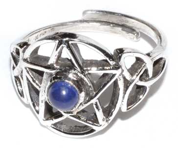 Pentacle Lapis Lazuli adjustable ring