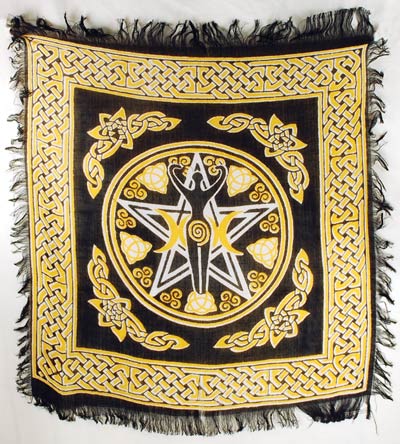 Pentagram Goddess altar cloth 18" x 18"