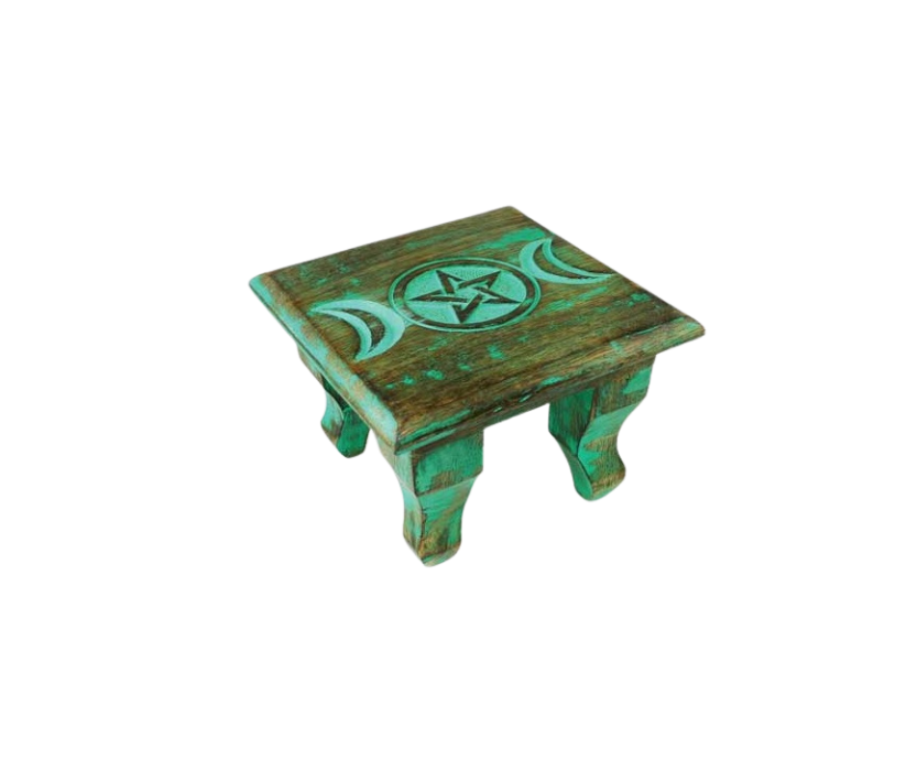 Antiqued Triple Moon altar table 6"