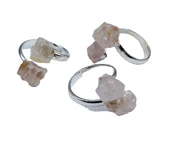 #Adjustable Rose Quartz rings (set of 3)# - ## at Solace GemWorks