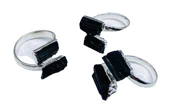 #Adjustable Tourmaline, Black rings (set of 3)# - ## at Solace GemWorks