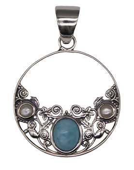 #Fresh Water Pearl & Larimar pendant# - ## at Solace GemWorks