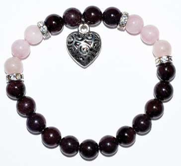 #Garnet/ Rose Quartz with Heart 8mm# - ## at Solace GemWorks