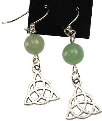 #Green Aventurine Triquetra earrings# - ## at Solace GemWorks