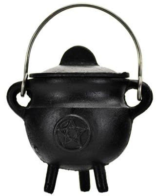 #Pentagram Cast Iron Cauldron w/ Lid 2 3/4"# - ## at Solace GemWorks