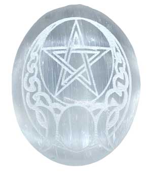 #Selenite Celtic Pentagram palm stone# - ## at Solace GemWorks