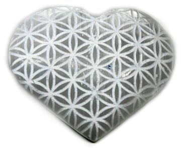 #Selenite heart, Flower of Life (3")# - ## at Solace GemWorks