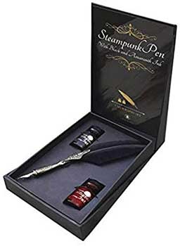 #Steampunk Pen with Black & Amaranth Ink calligraphy set# - ## at Solace GemWorks