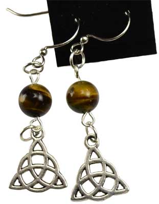 #Tiger's Eye Triquetra earrings# - ## at Solace GemWorks